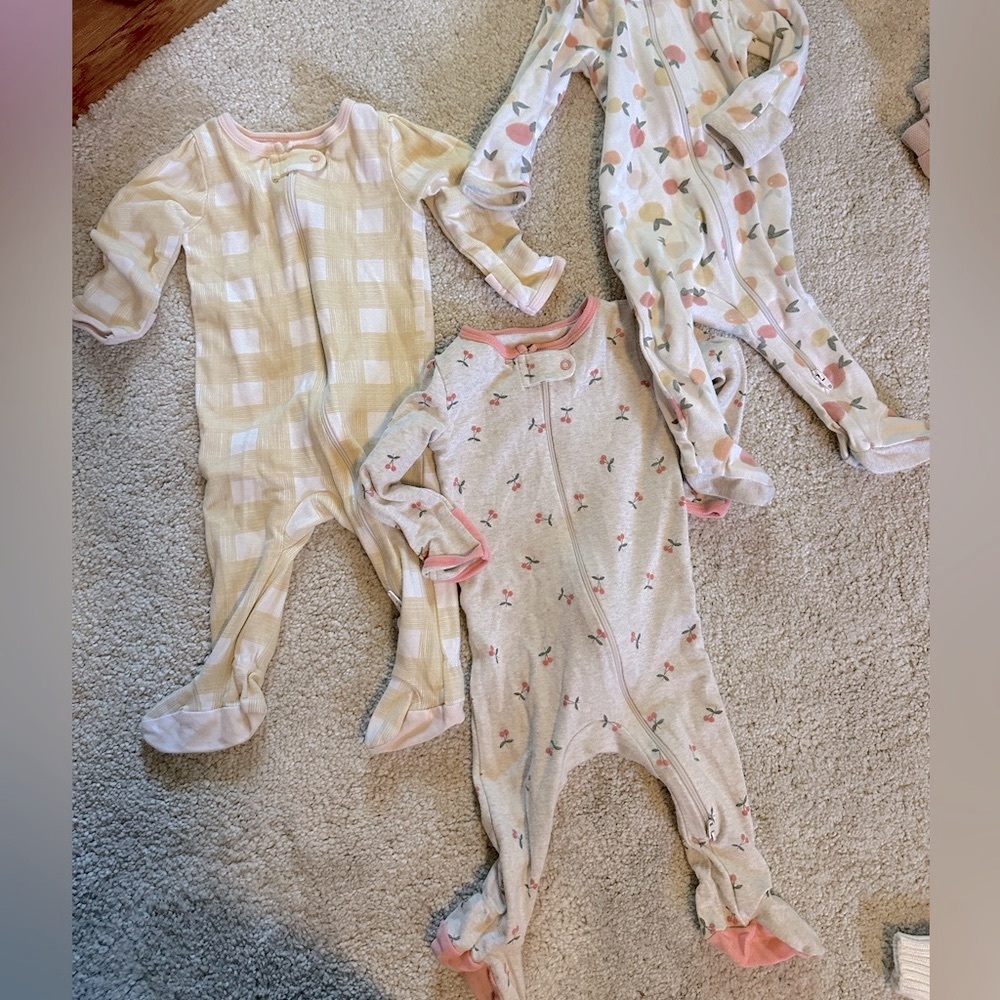 Cloud island 3-6 month footie sleepers cute girly pattern